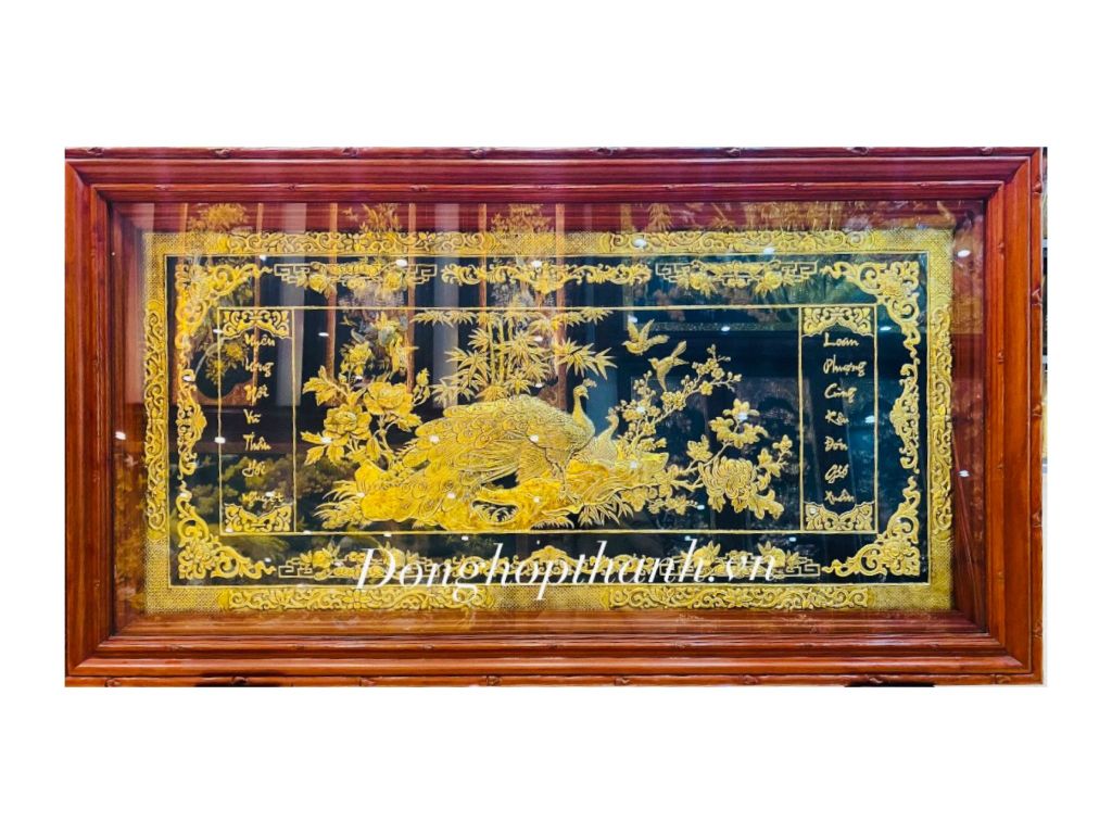 Tranh Phu thê viên mãn, mạ vàng 24K - kích thước 88cm x 155cm