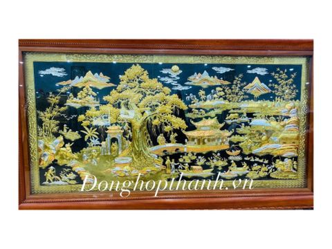  Tranh Vinh Quy Bái Tổ dát vàng bạc - Kích Thước 127cm X 231cm 