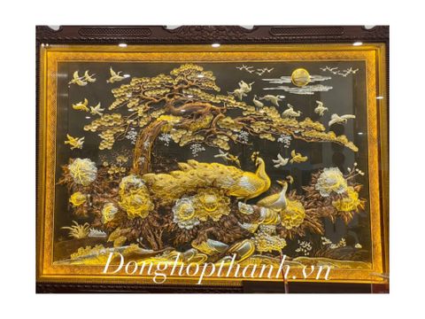  Tranh phu thê viên mãn dát vàng bạc - kích thước 107cm x 61cm 