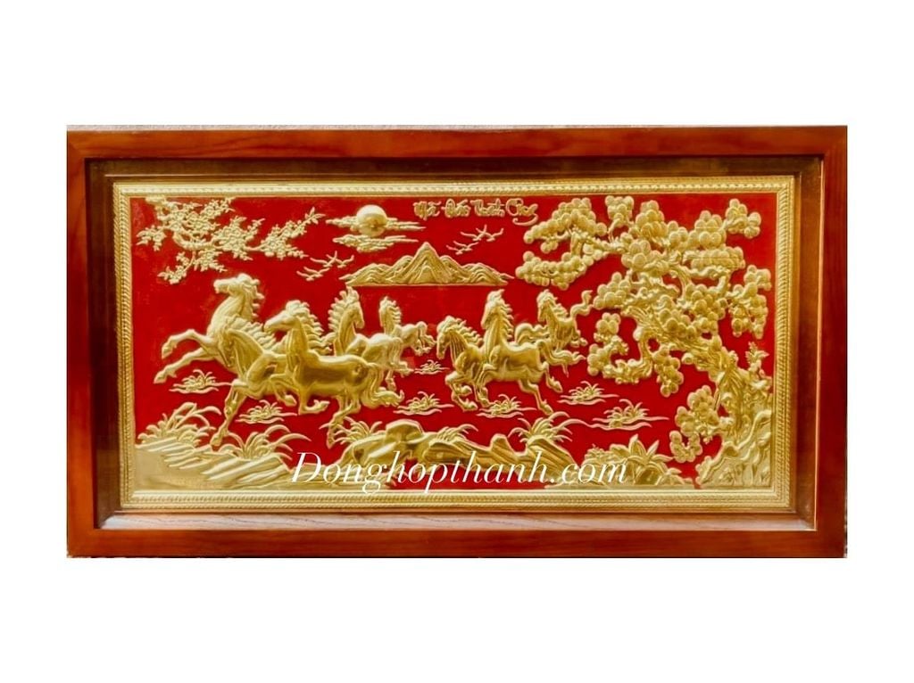 Tranh đồng mã đáo thành công , dát vàng  - Kích Thước 88cm x155cm