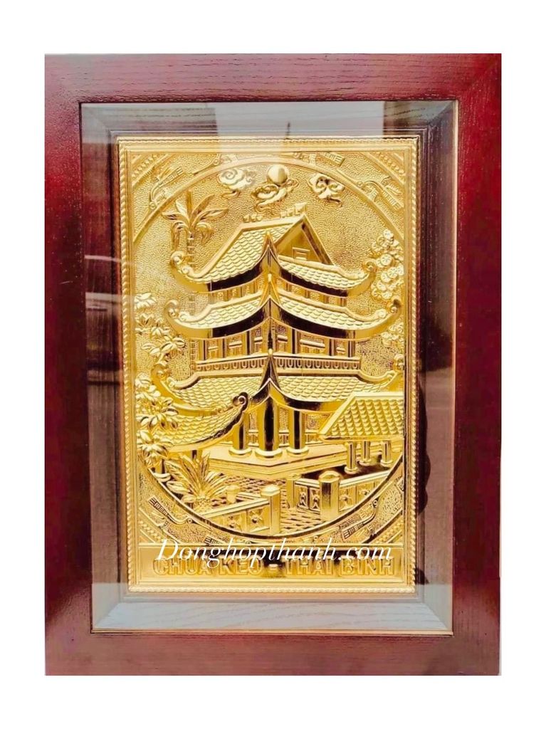 Tranh chùa keo mạ vàng - kích thước 38cm x 54cm