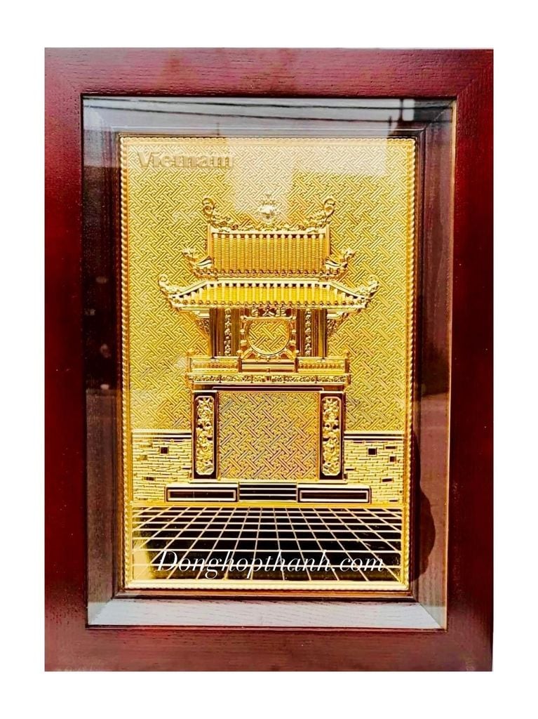 Tranh đồng Khuê Văn Các mạ vàng 24k - Kích Thước 38 x 54cm