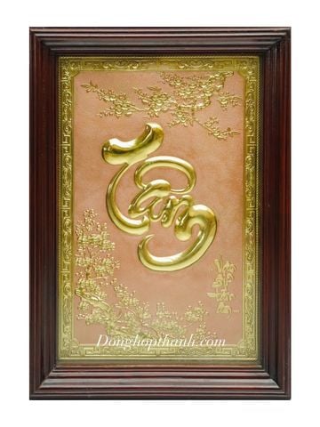  Tranh chữ Tâm mạ vàng 24K - kích thước 38cm x 54cm 