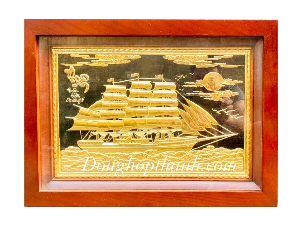 Tranh Thuận buồm xuôi gió mạ vàng 24K  - Kích Thước 38cm x 54cm