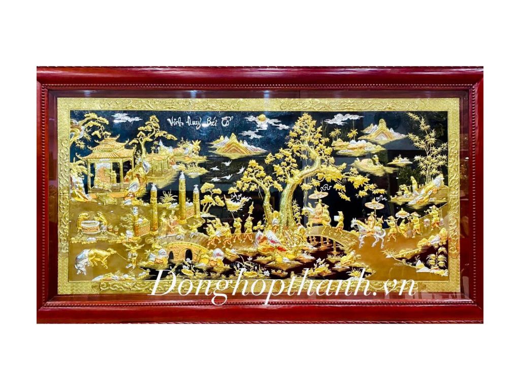 Tranh đồng Vinh quy bái tổ, mạ vàng 24K - Kích Thước 1m27 - 2m31