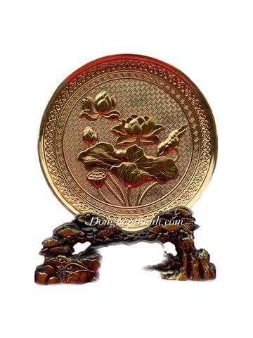  Tranh đĩa hoa sen mạ vàng 24k - đường kính 20cm 