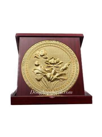  Quà tặng tranh hoa sen mạ vàng 24k - Kích thước 23 cm x 23cm 