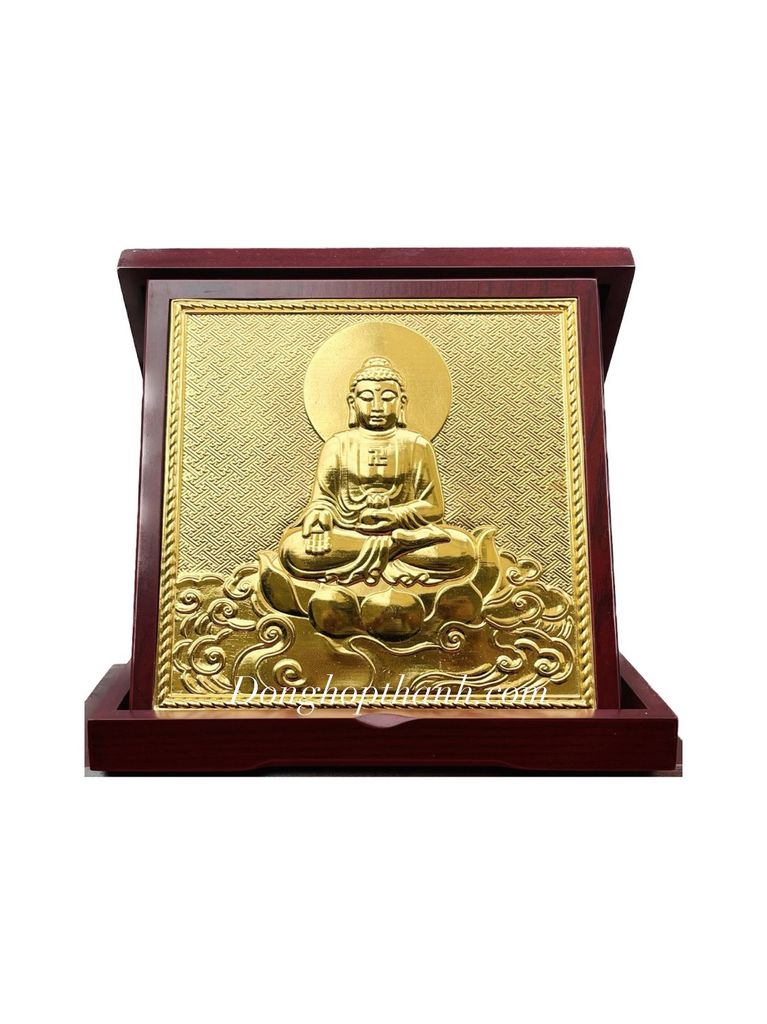 Quà tặng tranh đồng đức phật mạ vàng 24k - kích thước 24cm X 24cm
