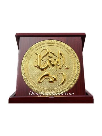  Quà tặng chữ Bình An mạ vàng 24k - Đường kính 20cm 