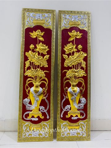  Tranh bình hoa sen thiếp vàng bạc- kích thước 1m27 x 0,46m 