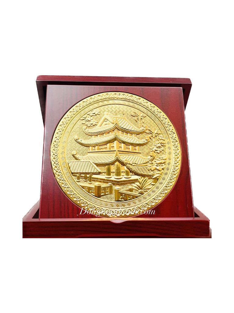 Quà tặng tranh chùa keo mạ vàng 24k - kích thước 23cm