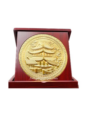  Quà tặng tranh chùa keo mạ vàng 24k - kích thước 23cm 