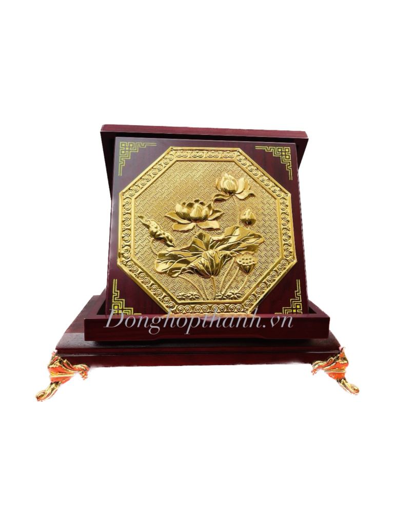 Quà tặng tranh đồng Hoa Sen mạ vàng 24k (Kích Thước 23cm)