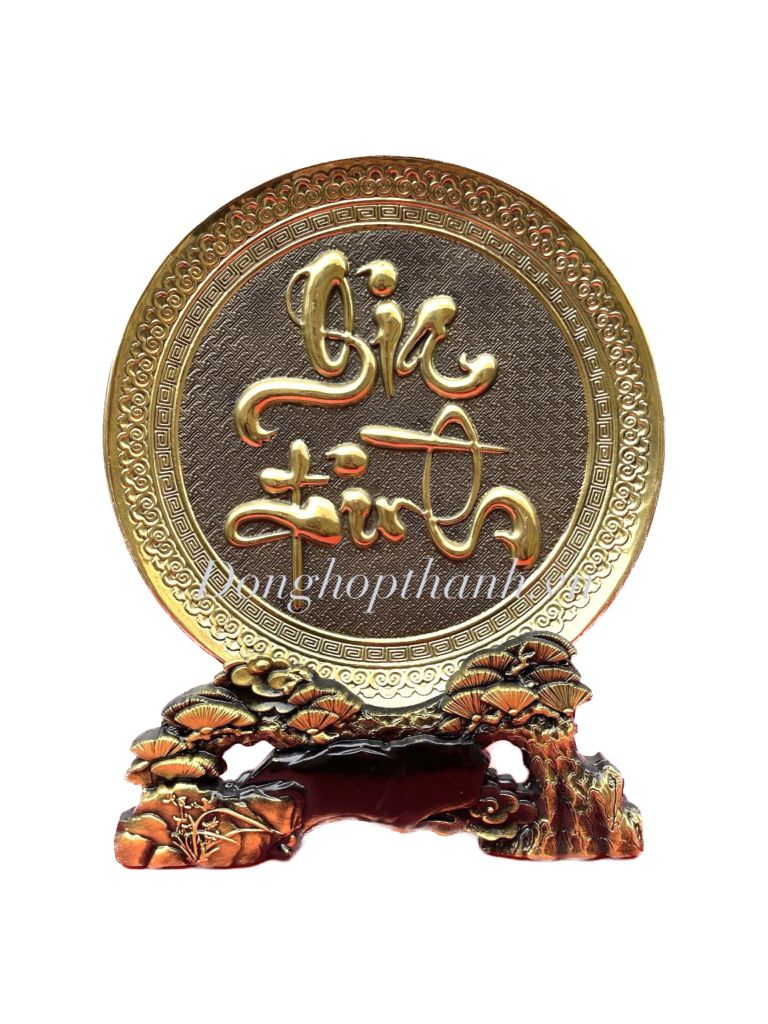 Tranh đĩa đồng chữ gia đình - Kích thước 20cm