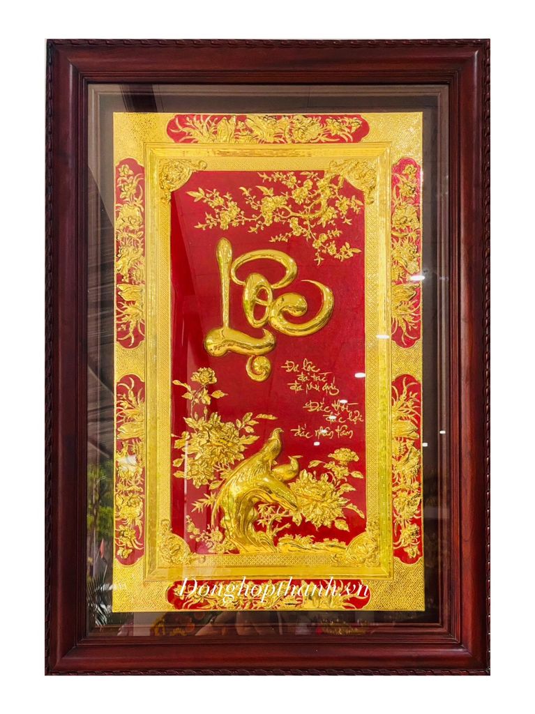 Tranh chữ Lộc thư pháp -Mạ vàng 24K -Kích Thước 128cm x 88cm