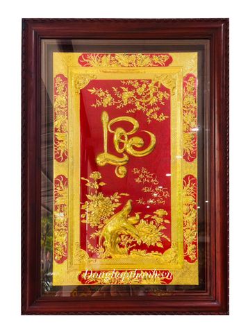  Tranh chữ Lộc thư pháp -Mạ vàng 24K -Kích Thước 128cm x 88cm 