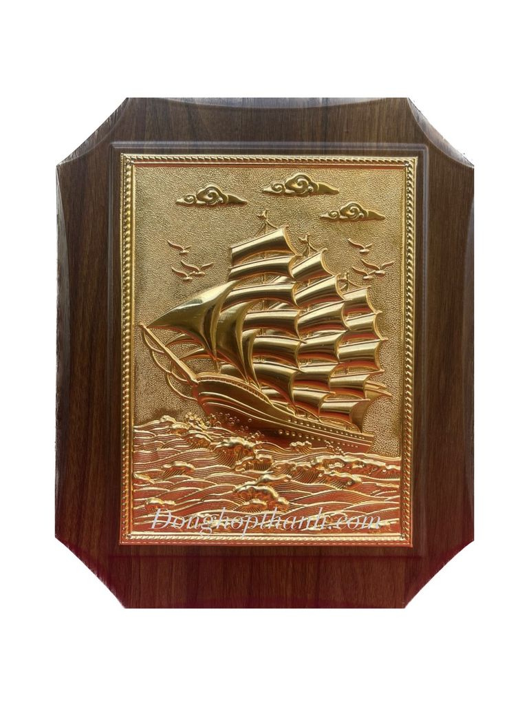 Tranh Thuận buồm xuôi gió, mạ vàng 24k, kích thước 20cm x 25cm