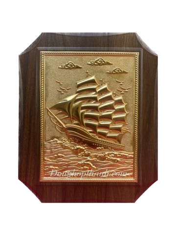  Tranh Thuận buồm xuôi gió, mạ vàng 24k, kích thước 20cm x 25cm 