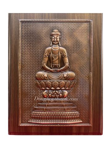  Tranh đức phật bằng đồng đỏ - kích thước 23cm x 32cm 