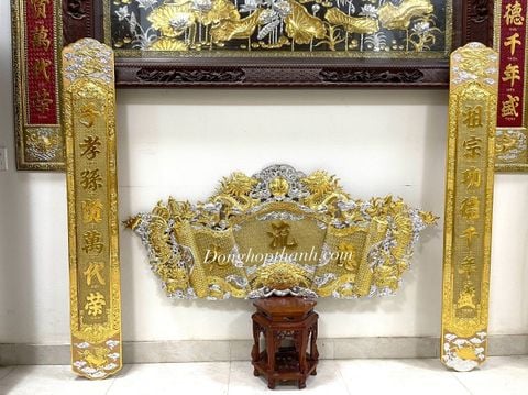  Bộ cuốn thư câu đối dát vàng bạc, kích thước 1m76, hàng nghệ nhân 