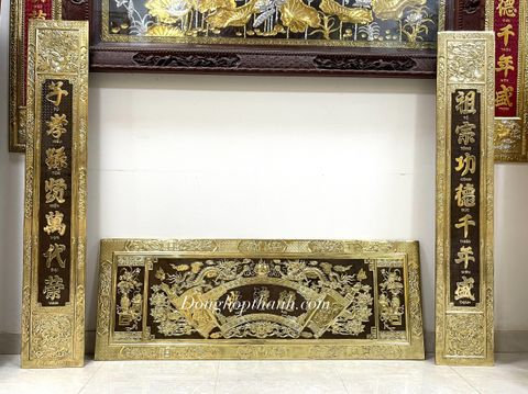  Bộ hoành phi câu đối Đức Lưu Quang bằng đồng, kích thước 1m76 