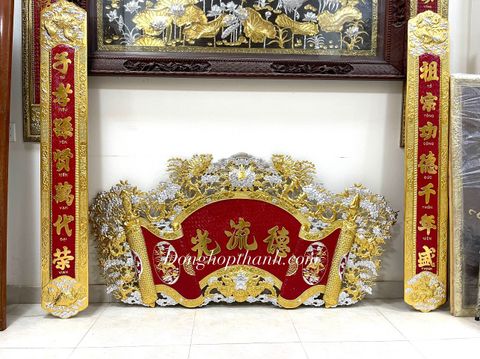  Bộ cuốn thư câu đối thiếp vàng bạc, kích thước 1,55m 