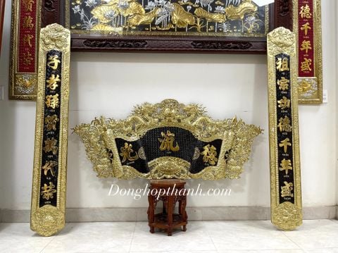  Bộ cuốn thư câu đối bằng đồng Đức Lưu Quang, kích thước 1.55m 