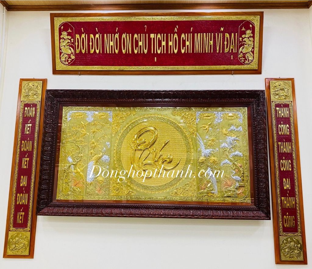 Bộ Hoành phi câu đối phòng thờ Bác Hồ - kích thước 1m97