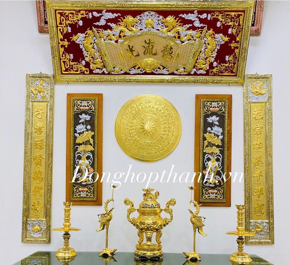 Bộ Hoành phi câu đối Ngũ Long chầu cuốn thư - kích thước 1m76, hàng nghệ nhân