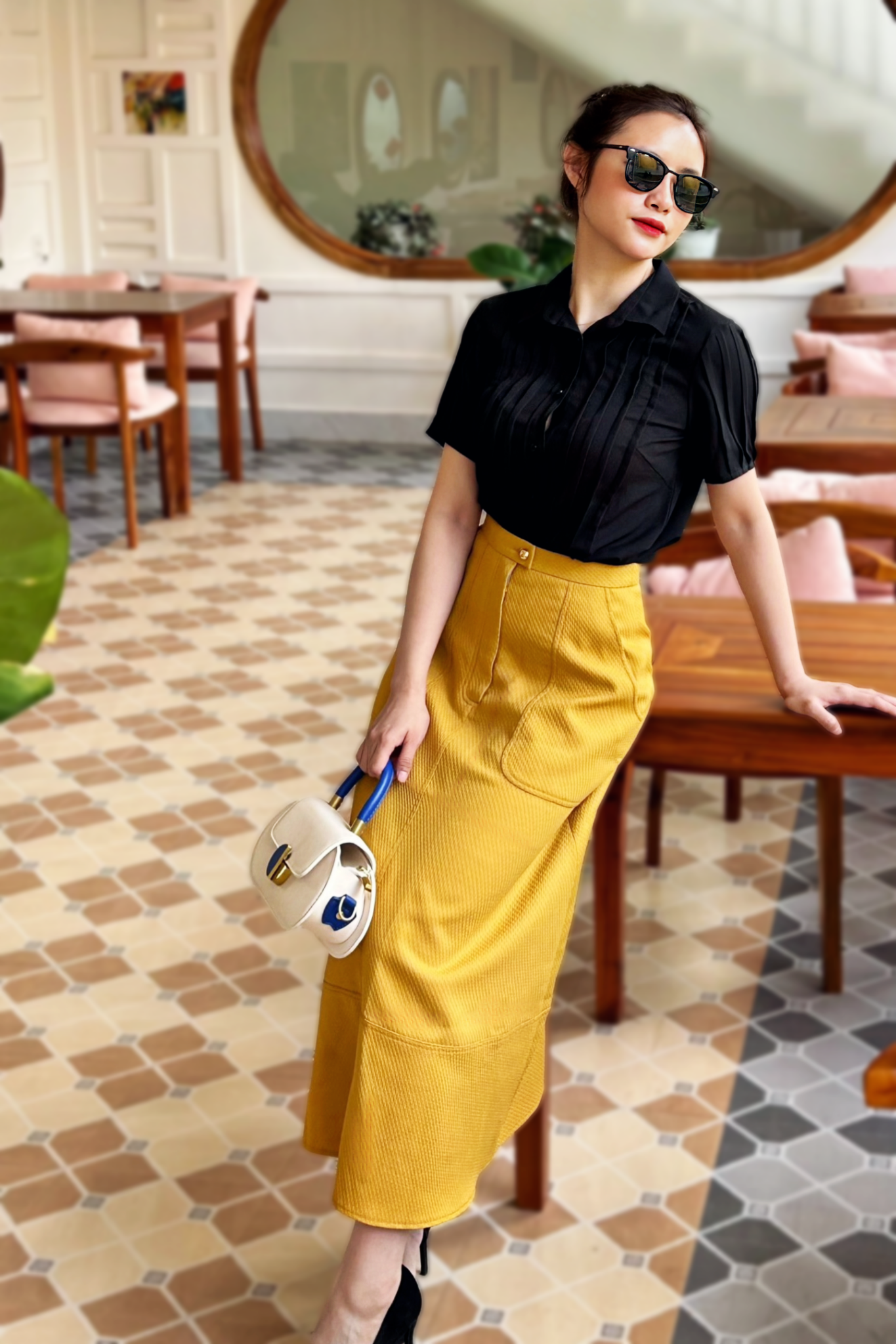 Chân váy midi xòe Lê House GREY MONIQUE
