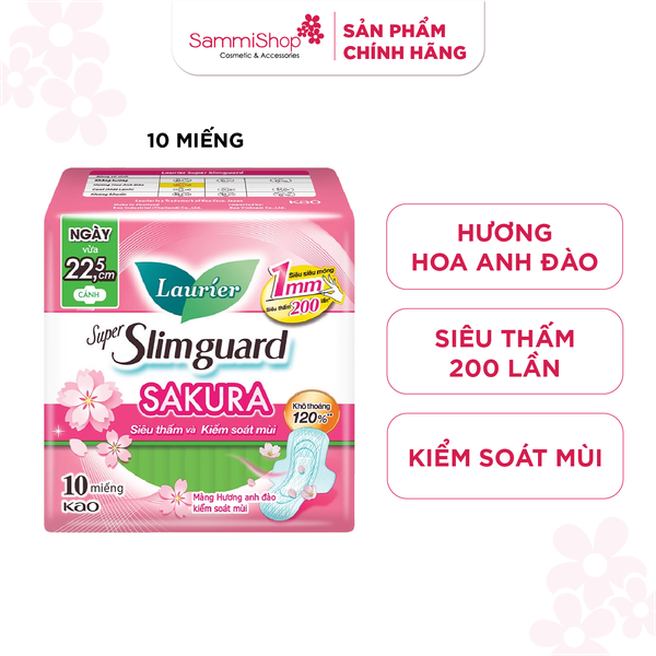 Laurier Super Slimguard Siêu Mỏng Hương Anh Đào 22.5cm Cánh