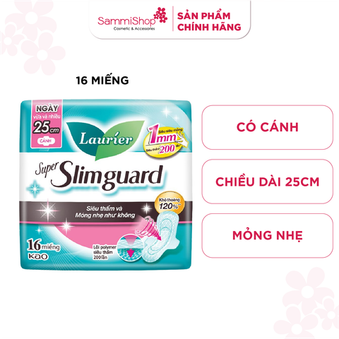 Laurier Super Slimguard Siêu Mỏng 25cm Cánh 16M