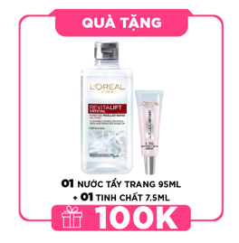 [HÀNG TẶNG KHÔNG BÁN] QT Loreal Nước tẩy trang Revitalift Crystal Puriying Micellar Water 95ml và 01 QT Loreal Dưỡng chất sáng da tức thì Glycolic Bright 1.0% Glycolic Acid 7.5ml