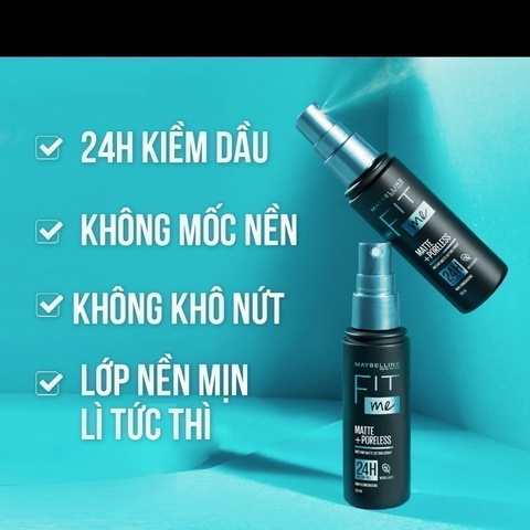 Maybelline Xịt khóa nền Fit Me Matte+Poreless Instant Matte Setting Spray 60ml