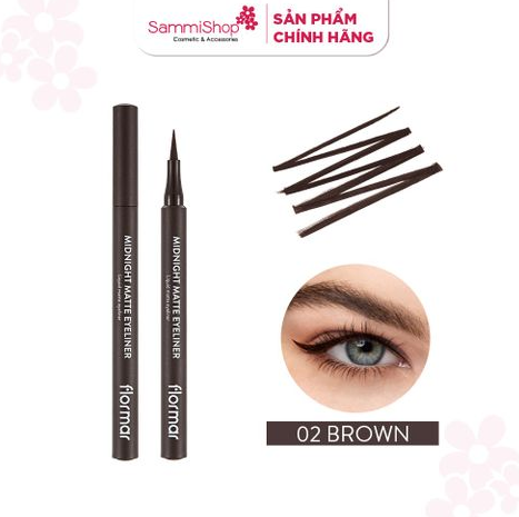 [date 6/25] Flormar Bút kẻ mắt Midnight Matte Eyeliner #02 Brown 1ml