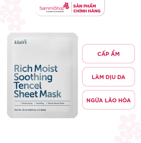 [date 4/25] Dear, Klairs Mặt nạ giấy Rich Moist Soothing Tencel Sheet Mask 25ml