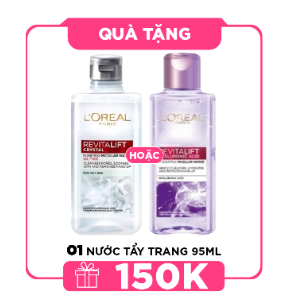 [ HÀNG TẶNG KHÔNG BÁN ] 01 QT Loreal Nước tẩy trang Revitalift Crystal Puriying Micellar Water 95ml hoặc 01 QT Loreal Nước Tẩy Trang Revitalift Hyaluronic Acid Hydrating Micellar Water 95ml