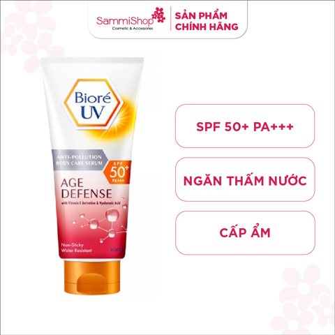 01.06 - 31.07 Serum chống nắng Biore UV Anti-pollution Body Care Serum Age Defense SPF50+/PA+++ 150ml