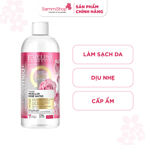 Eveline Nước tẩy trang Facemed+ Toning Micellar Rose Water 400ml