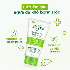 Simple Sữa rửa mặt Moisturising Facial Wash Smooth And Healthy Looking Skin 150ml