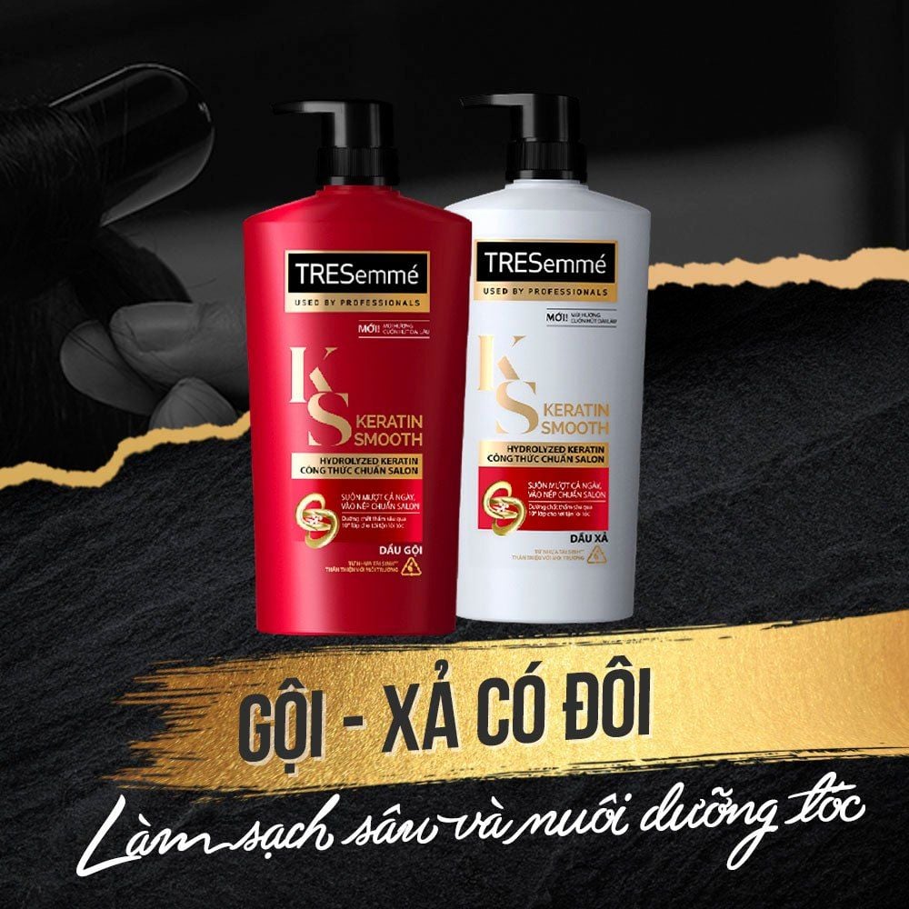 Dầu gội xả Tresemme Keratin Smooth tinh chất Argan và Keratin vào nếp suôn mượt (620g)