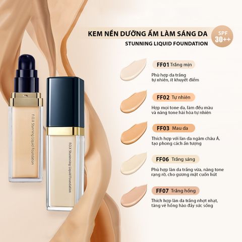 FOX Kem nền Stunning Liquid Foundation dưỡng ẩm làm sáng da SPF 30++ (30ml)