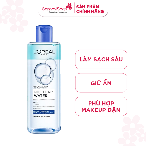 Loreal Micellar Water 3-in-1 Deep Cleansing Even For Sensitive Skin 400ml