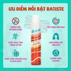 Batiste Dầu gội khô làm phồng tóc Dry Shampoo & Volume 200ml