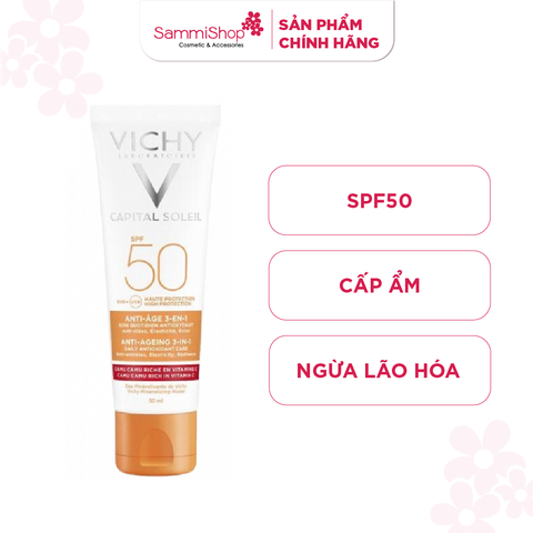 Vichy Kem Chống Nắng Captial Ideal Soleil Anti-Ageing SPF 50 UVB +UVA 50ml