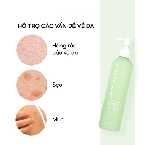 Grace And Glow Sữa dưỡng thể giảm mụn lưng English Pear and Freesia Acne Body Serum 300ml