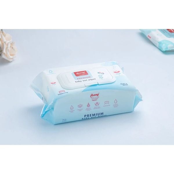 COTONEVE Combo Bông tẩy trang may viền dập nổi AQUA LIFE CT003 (50 miếng) + Khăn ướt Ikami