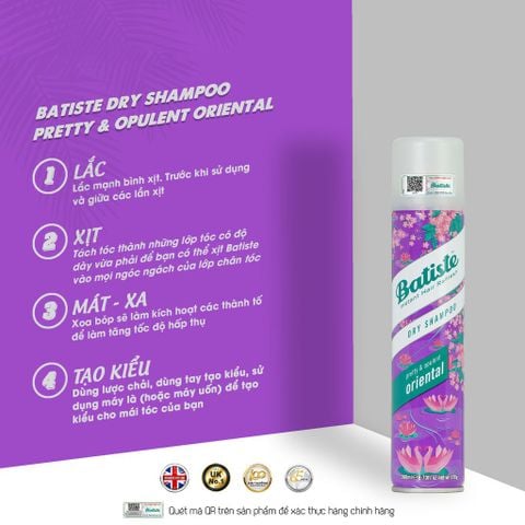 Dầu gội khô Batiste Dry Shampoo Pretty& Opulent Oriental 200ml