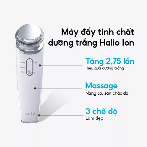 Halio Máy đẩy tinh chất dưỡng trắng ion Cleansing and Moisturizing Beauty Device