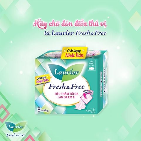 Laurier Fresh & Free Siêu Mỏng Cánh 8M